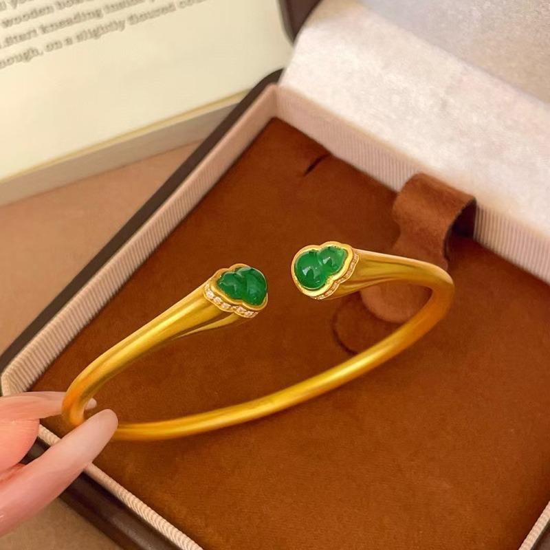 K sand gold zircon resin gourd opening bracelet New Chinese temperament versatile bracelet Light luxury high-end jewelry