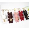 Fashionable Rabbit Keychain Artificial Leather Bunnys Pendant Keyring for Women Handmade Key Chain Bag Accessory