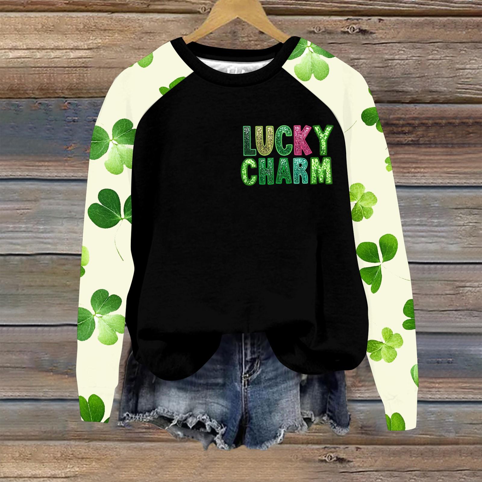 

Женский модный рукав реглан St. Повседневная толстовка с круглым вырезом и принтом ко Дню Святого Патрика XXXL