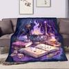 1pc Purple Halloween Blanket Witch Magic Book Potion Print Skin-Friendly Blanket  New for Birthday Gift Halloween Decoration