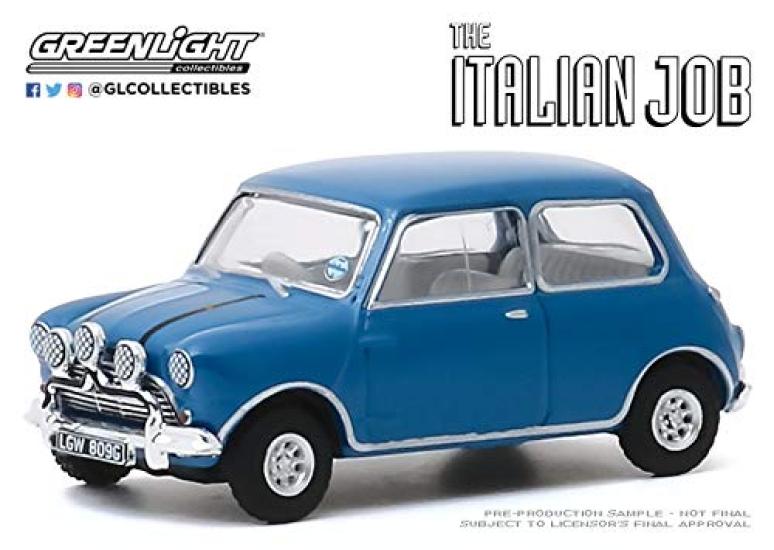 GREENLIGHT SCALE HOLLYWOOD SERIES 28 1967 Austin Mini Cooper S 1275 Mark I Blue 164 "ITALIAN JOB"