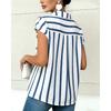 2026 New Women's Fashion Casual Loose V-Neck Striped Pocket Ladies' Shirt