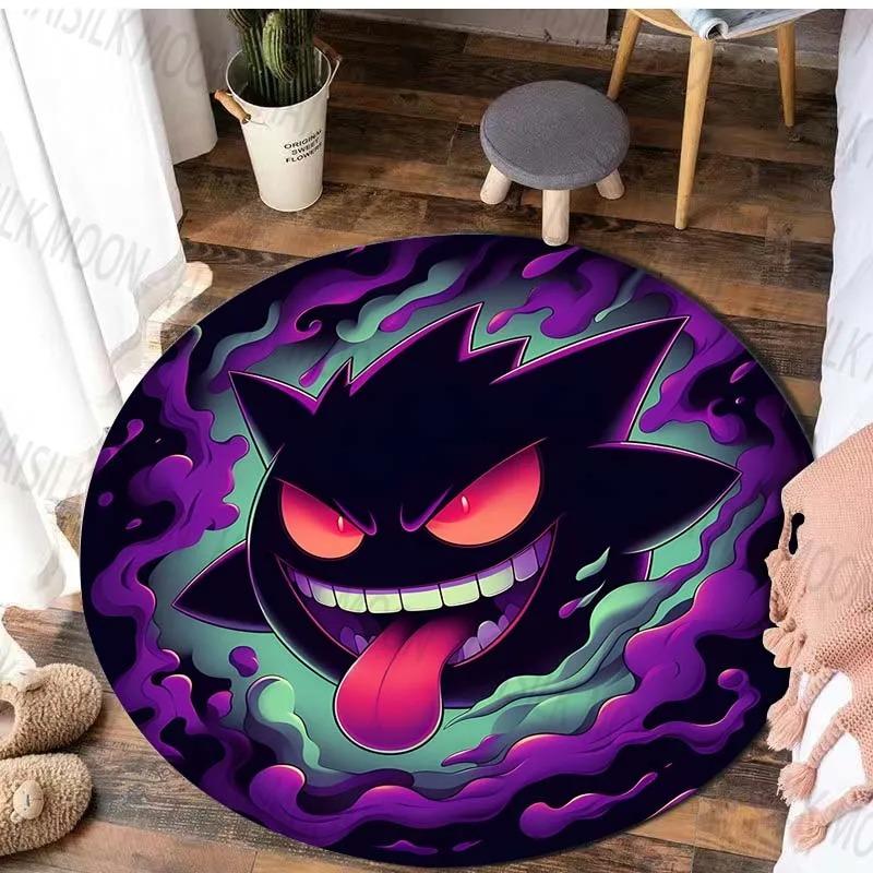  Disney Game Pokémon Gengar Printed Round Mat Bedroom Living Room Sofa Table Carpet Home Decor Cute Horrible Floor Rug