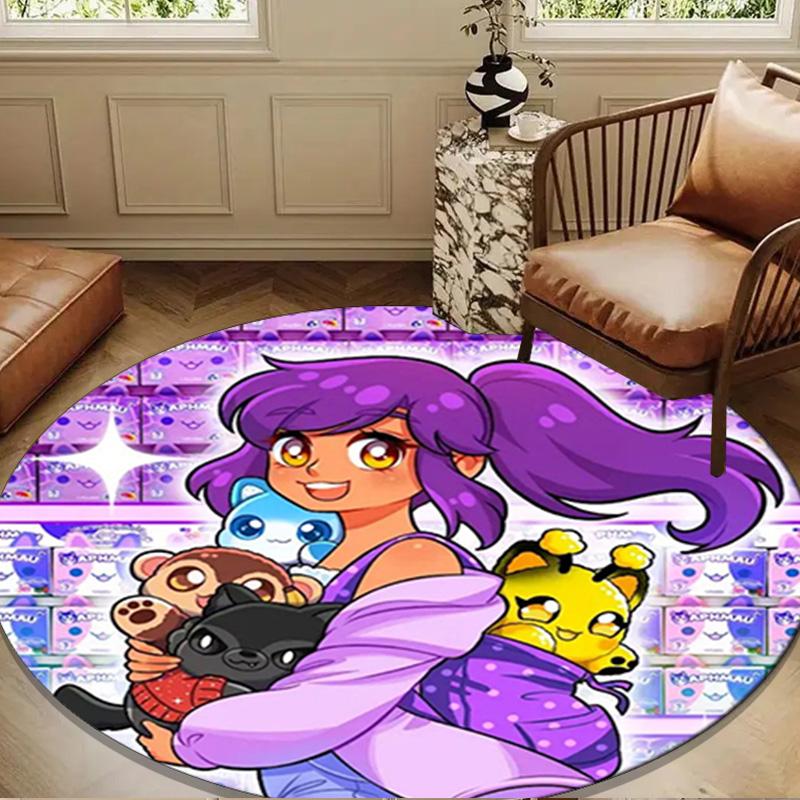 Fantasy Aph-mau Cat Dreamscape Round mat, Anti-slip Circle Carpet Chair rug For livingroom,Bedroom, doormat home decor Gift Christmas Gifts