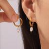 Korean-Inspired Natural Freshwater Pearl Earrings, 18K Gold-Plated Titanium Steel, Simple and Versatile for Women