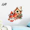 Bird Wall Decals Christmas Sticker Watercolor PVC Decal Waterproof Winter Decorative Theme Window Cling for Glass Doors And Storefronts Festive Door