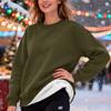 Damen Casual Fashion Rundhals Pullover Top Winter Einfarbig Plüsch Sweatshirt