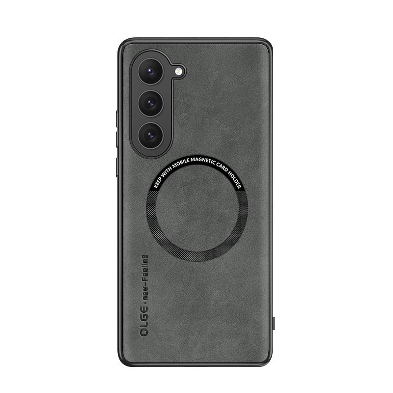

Magnetic For Magsafe Leather Case For Samsung Galaxy S23 S22 Ultra S21 FE S25 S24 Ultra Luxury Wireless Charge Shockproof Cover For Samsung S25Ultra сірий