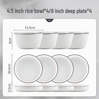 Mode Lanka Nordic Black Line Ceramic Dinnerware Set