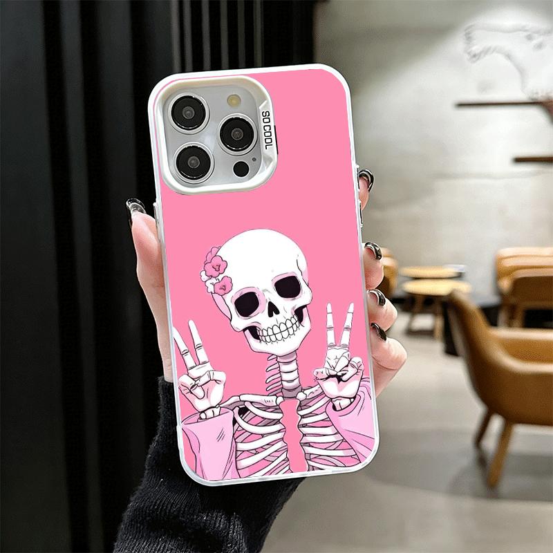 Pink Style Skull Witch Shockproof Phone Case for iPhone 17 Air 16 16E 15 Pro Max 14 Plus 13 Mini 12 Back Cover Anti Fall Fundas