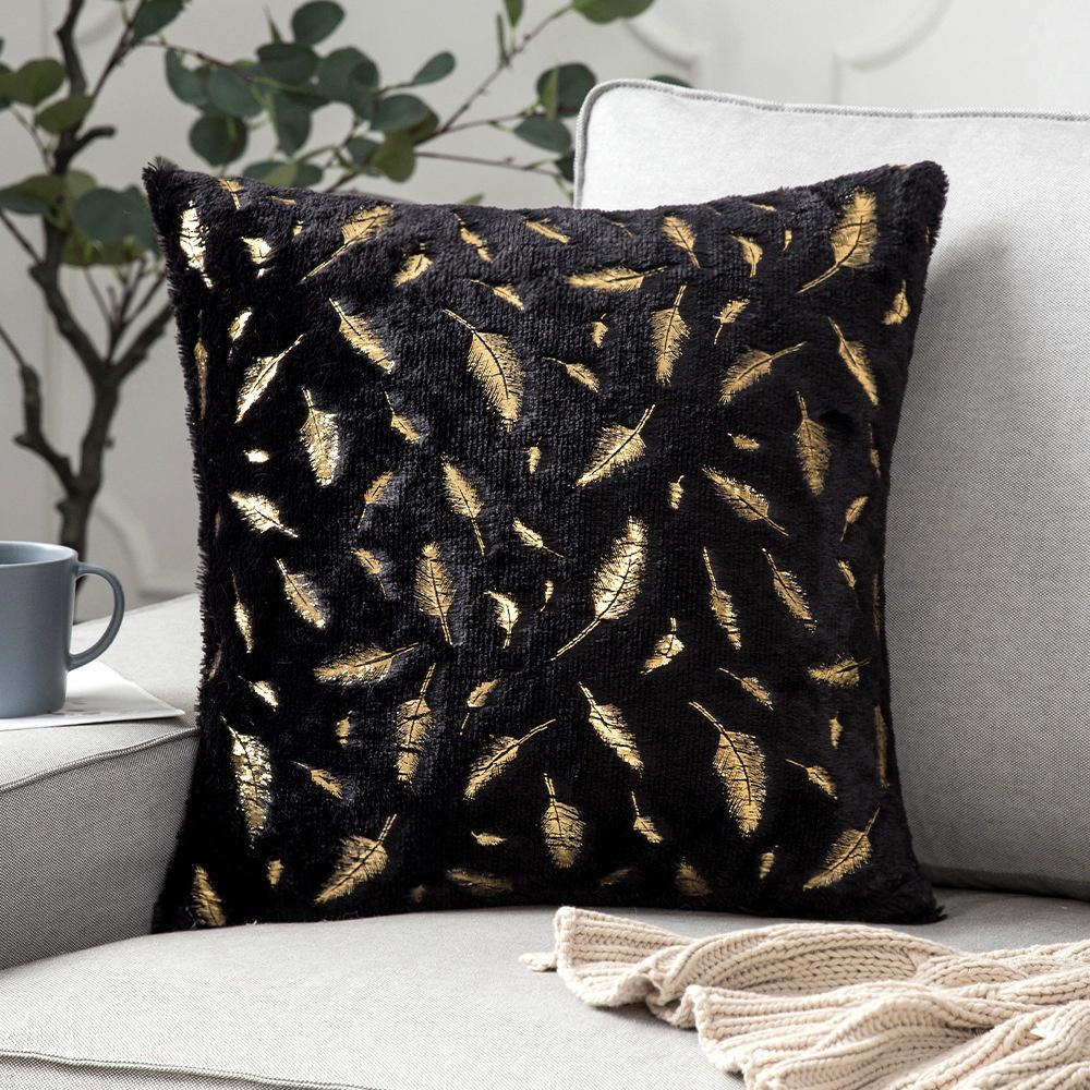 Plush Golden Fur Cushion Cover White 43x43 Decorative Pillow Cover for Sofa Home Decor Pillow Case Gray Black Fur Cushion Cover