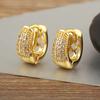Nidin Light Luxury White Zircon Angular Hollow Round Hoop Earrings For Women Female Fashion Temperament Ear Jewelry Party Gifts