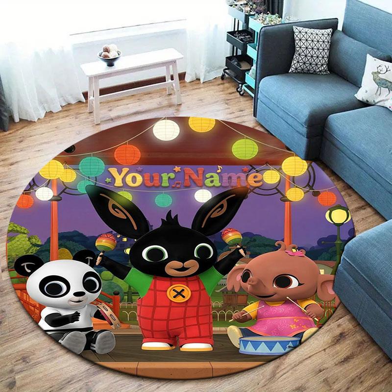 Bing Custom Name Round Area Rug,Carpet Rug for Living Room Bedroom Sofa Playroom Decor,Non-slip Floor Mat