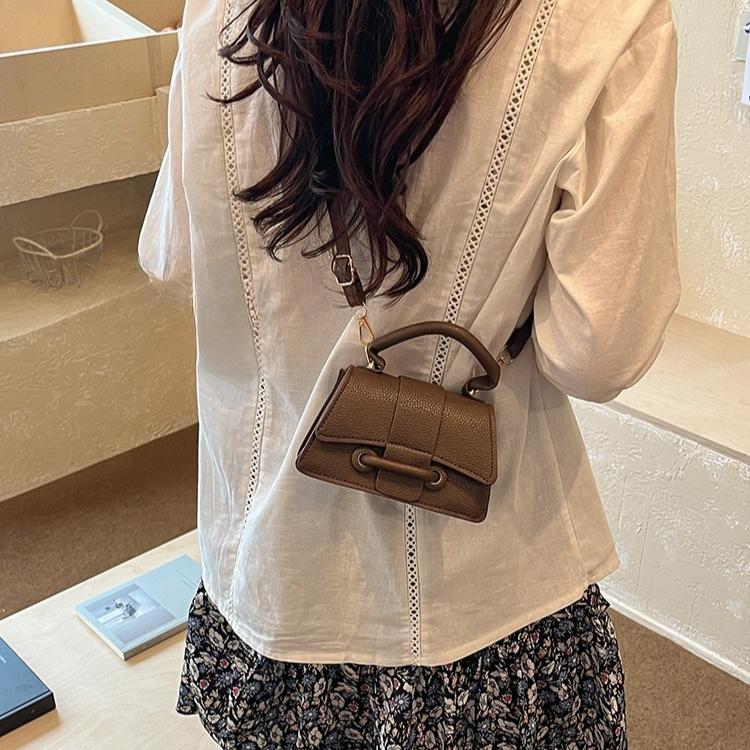 Fashion Mini Top Handle Bag for Women PU Leather Crossbody Bag Elegant Flap Shoulder Purse Small Messenger Handbag with Adjustable Strap