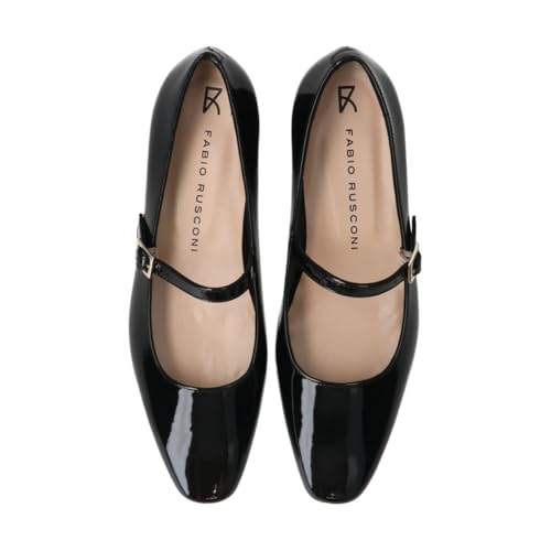 Fabio Rusconi Mary Jane Flats, Square Toe One-Strap Pumps, F41518, Women's, Sizes 22.0cm-22.5cm