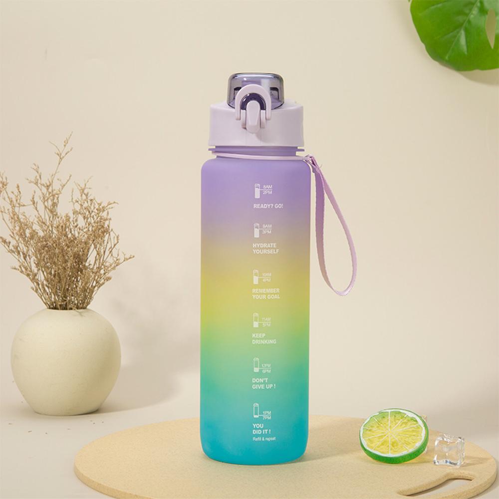 1 Liter Water Bottle with Times to Drink and Straw 32 OZ Leak-proof Drinking Bottle Outdoor Travel Sports Gym