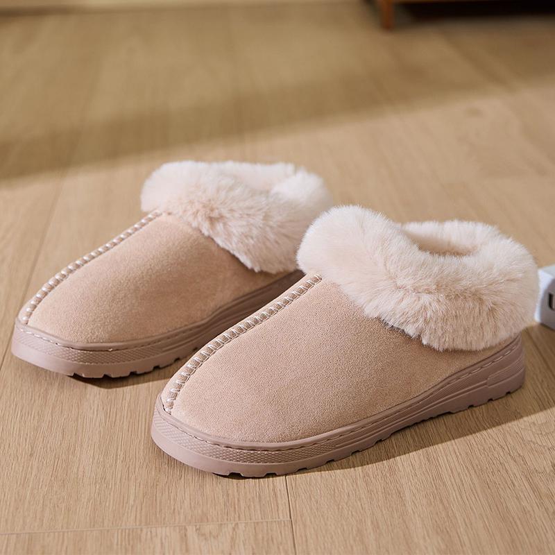 Fashion Classic Faux Suede Plush Slippers Women Indoor Non Slip Warm Cotton Slippers Woman Winter Furry Platform Snow Boots Mujer