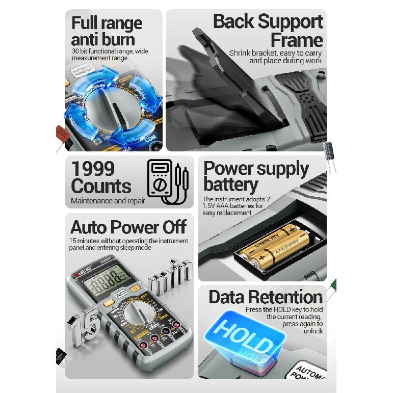 ANENG DM950 Multimeter Voltage Current Digital Tester High Precision hFE Transistor Capacitance Detected For Electrician Tools