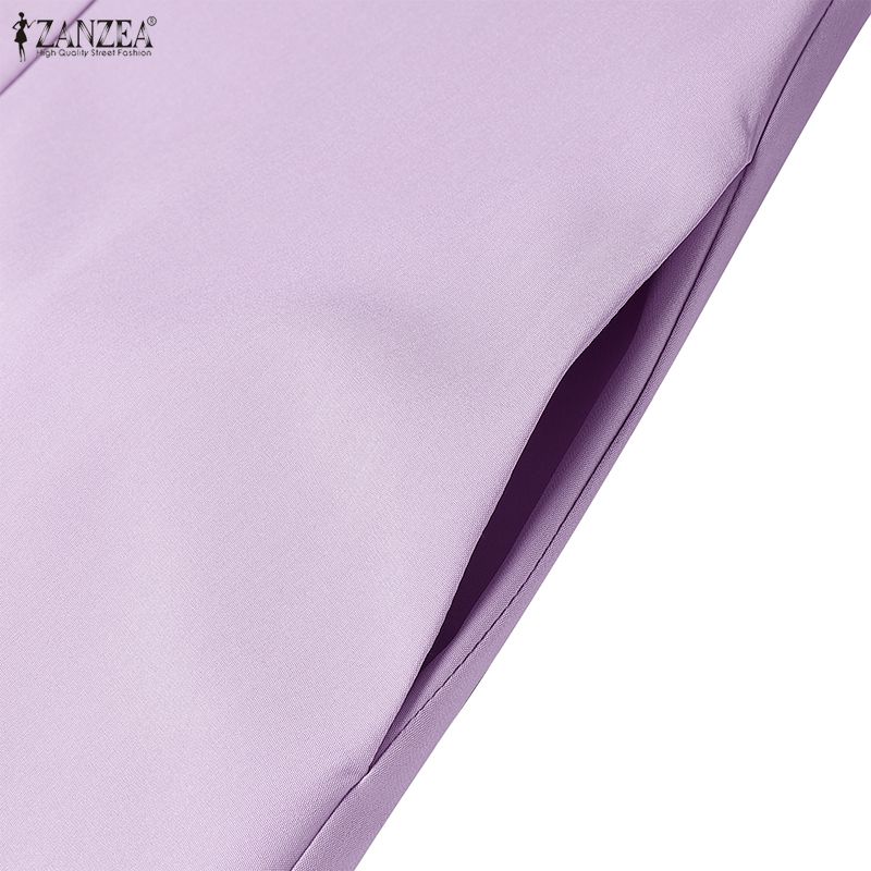 ZANZEA Women Casual Turn Down Collar Short Sleeve Summer Shirt Dress