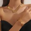 Multi-layer Hollowed-out Jewelry Set Geometric Women Jewelry Set Necklace Bracelet Set  Wedding