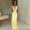 European and American Sexy Temperament Hanging Neck Strap Slim Fit Solid Color Dress for Women