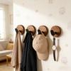 2/4PCS Wooden Wall Hook Self Adhesive Coat Clothes Hanger Hat Key Holder Towel Rack
