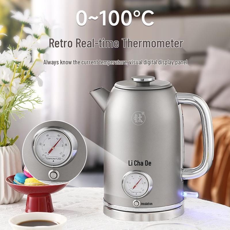Electric Pure Titanium Kettle, 2L Capacity, for Boiling, Keeping Warm, and Brewing Tea At Home or Office, with Auto Power-Off Feature.