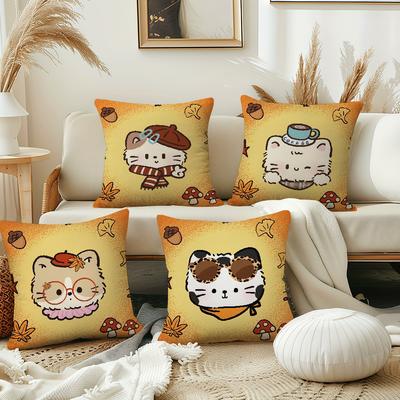 Cartoon Autumn Animals Cute Cushion Cover Pillow Cover Decoration Room Home Sofa Living Office Car Nordic Simplicity