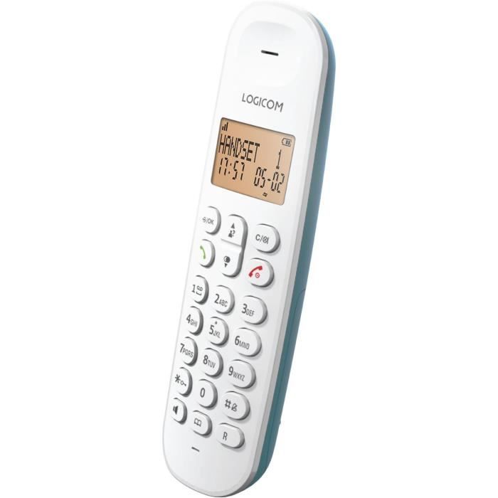 Téléphone fixe sans fil - logicom - dect iloa 150 solo - turquoise - sans répondeur
