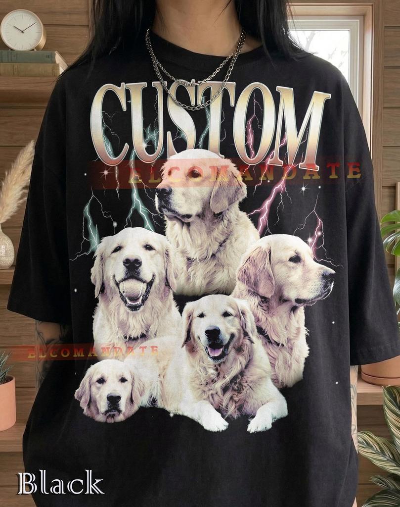 Custom Golden Retriever 90s Graphic Comfort Colors® Tshirt, Retro Dog Lover Faded Tee, Y2K Pet Streetwear Lightning Dog Gift