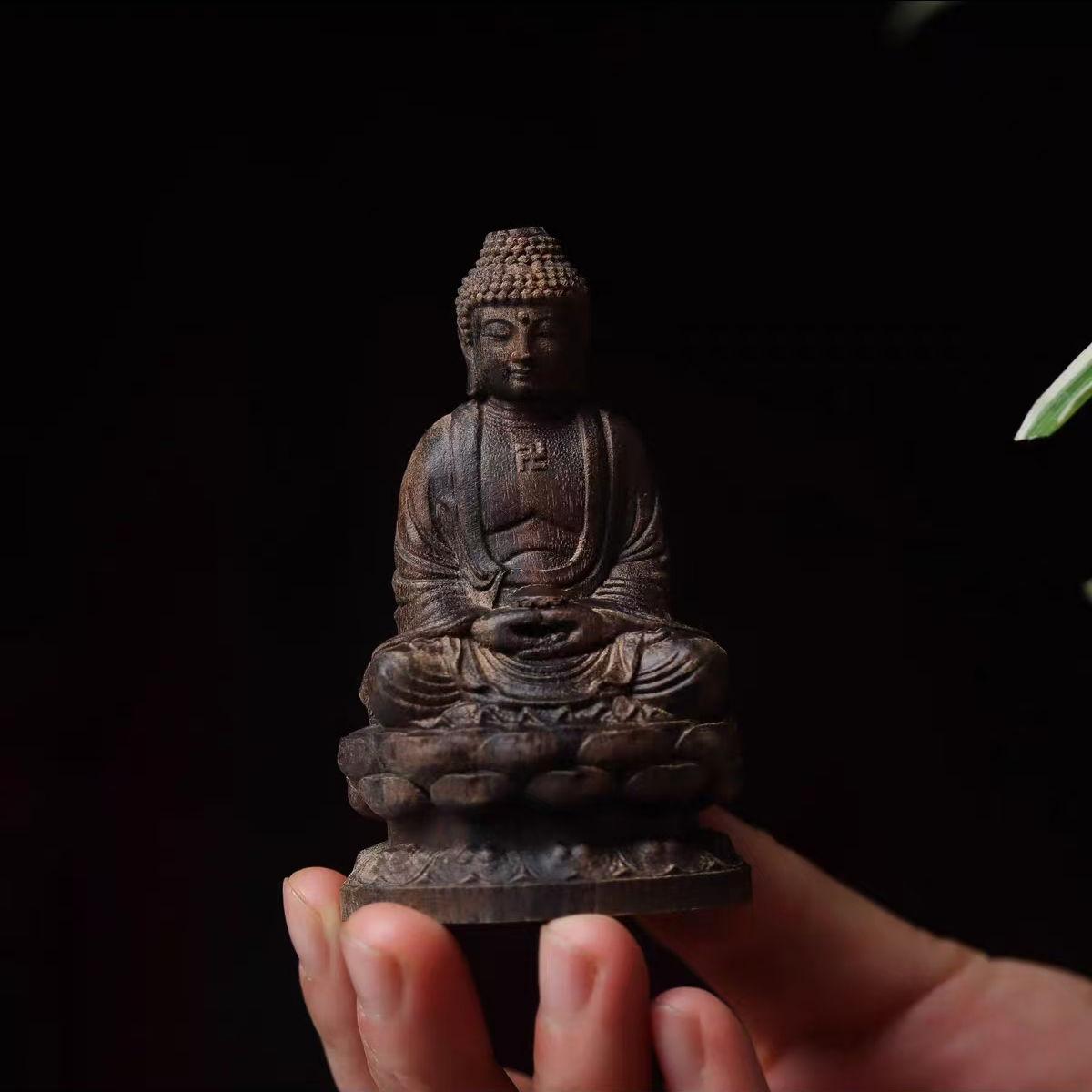 

Agarwood Carving Lotus Seated Statue Figure of The Buddha Desktop Ornament Home Worship Craft Gifts Decoration Ornament