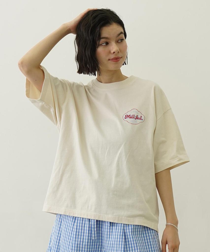 Milkfed Casual Ice Cream Wide Short Sleeve Off White Tee, Women's,