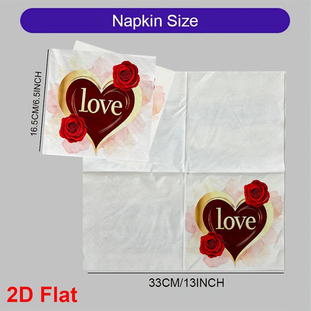 20pcs Disposable Napkins with Love Pattern Print for Wedding,Parties,and Daily Use for Thanksgiving Fall Christmas Table Decoration