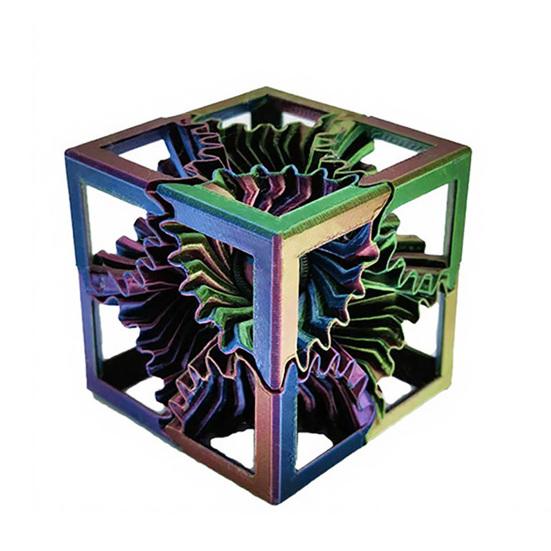 Yousheng 3D Printed Gear Cube Anxiety Stress Relief Rotatable Gear Square Block Travel Portable Spin Gear Cube Sensory Toy