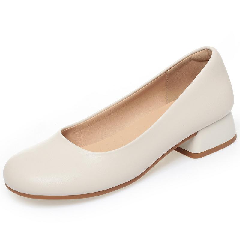 Soft Sole Thick Heel Not Tired Feet Work Shoes Black Single Shoes Formal Work Commuter Women's Leather Shoes Women's Shoes