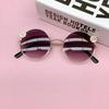 2025 New children's sunglasses round frame flower baby travel sun-shading concave shape wear photo sunglasses fashion