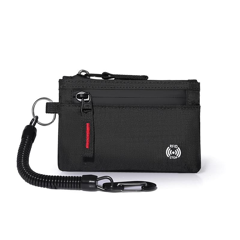 RFID Coin Purse and Anti-theft Card Holder Mini Travel Wallet with Keychain
