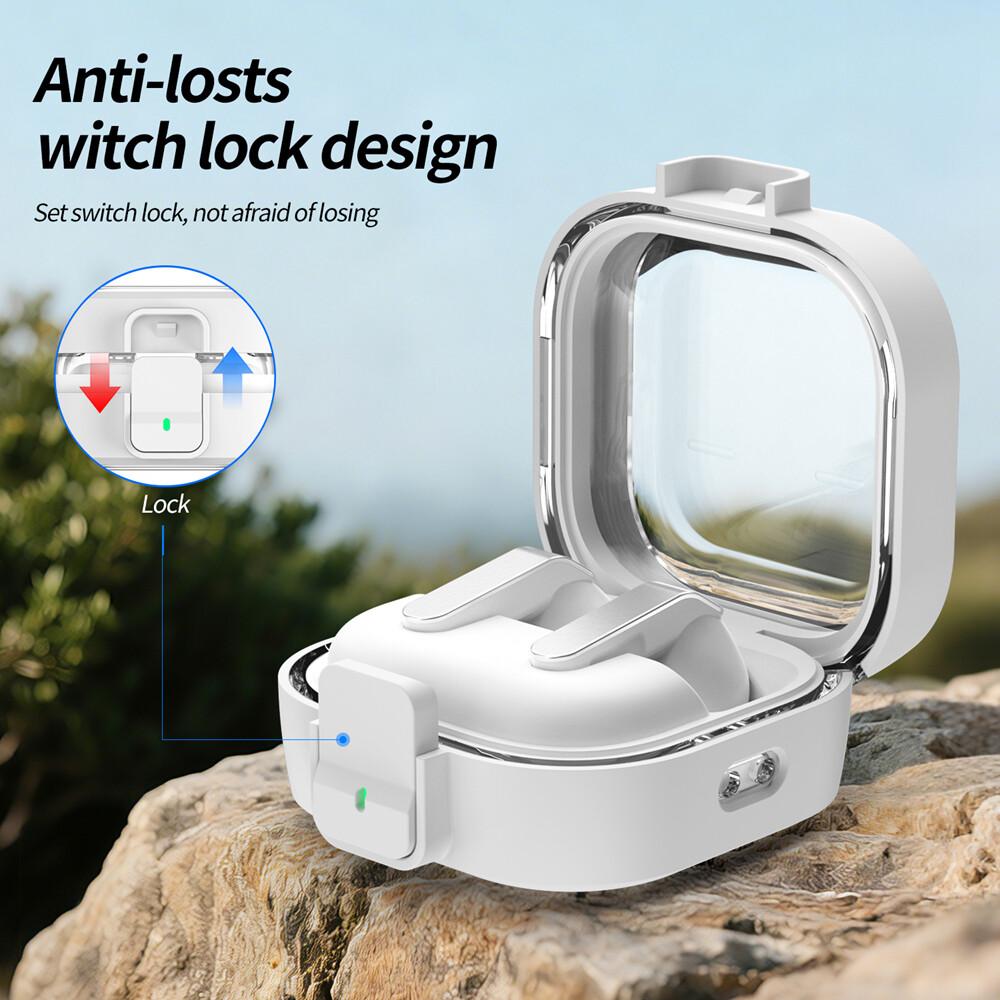 KEYSION Transparent Switch Lock Earphone Case for Samsung Buds4 4 Pro Hard PC Shockproof Headphone Cover for Galaxy Buds 4 Pro