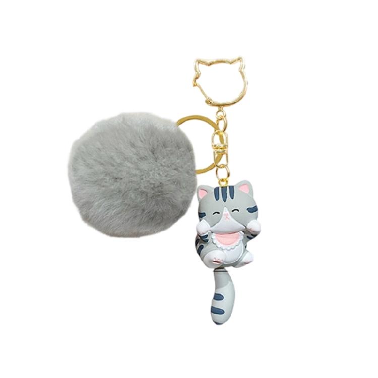 Practical Plush Cats Shape Keychain Soft Bag Hanging Pendant Plush Texture Creative Present for Children Adults Souvenir
