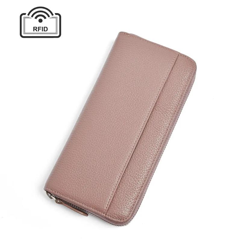 Women's wallet long handheld card holder large capacity multi-card clutch 100% genuine leather luxury zippered coin purse