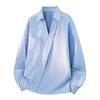 Men's Plus Size Loose Fit Striped Patchwork Asymmetric Casual Shirt for Spring and Fall