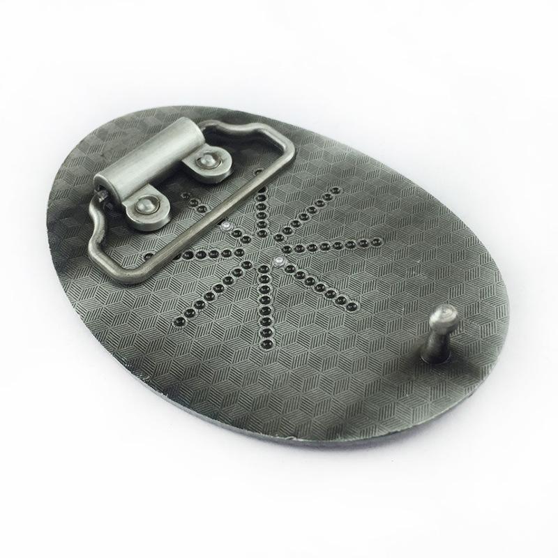 Patterned Horse Head Cowboy Higanbana Ethnic Oval Alloy Belt Buckle