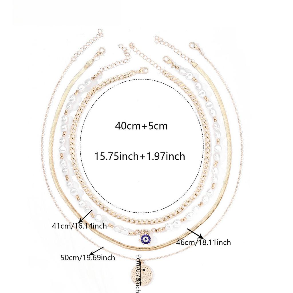 European and American Round Tag Necklace Niche Trend Devil's Eye Multi-layer Stacking Cold Hip-hop Style Collarbone Chain