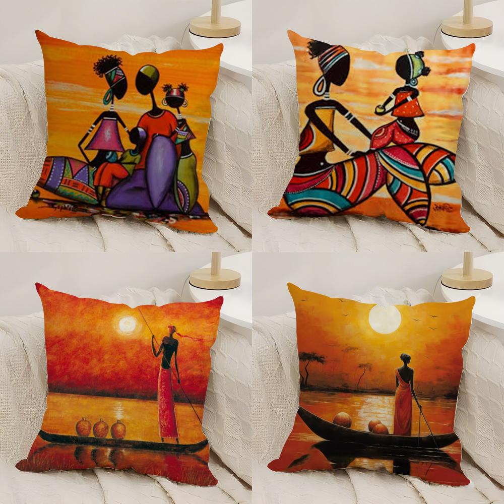 Abstract African Living Cushion Cover Silky Short Plush Double-Sided Printed Pillow Case For Sofa All Seasons Home Decor Gift