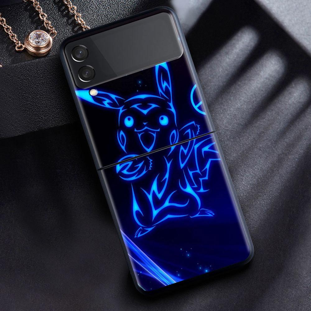 Anime Pokemon Japan Cell Case For Samsung Galaxy Z Flip 3 4 5G Fashion Z Flip3 Luxury Black Hard Back Phone Coque Cover