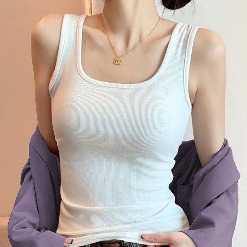 Women s Summer Slim-fit Racerback Camisole - Anti-exposure Thin Shoulder Strap Vest with Elegant Back Design S 40-47.5kg