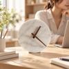 Decorative Table Clock Compact Round Marble Face Small Timepiece for