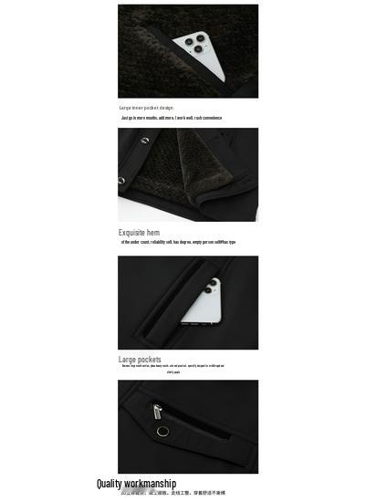 Herren Warme Baumwolljacke mit Fleecefutter, Kurzstil, Herbst-/Wintermantel für Mittelalte und Ältere