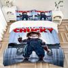 Juego de Ropa de Cama Estampado Culto de Chucky de 3 Piezas, Funda de Edredón Suave y Cómoda para Dormitorio, Habitación de Invitados (1 Funda Nórdica + 2 Fundas de Almohada, Relleno de Almohada