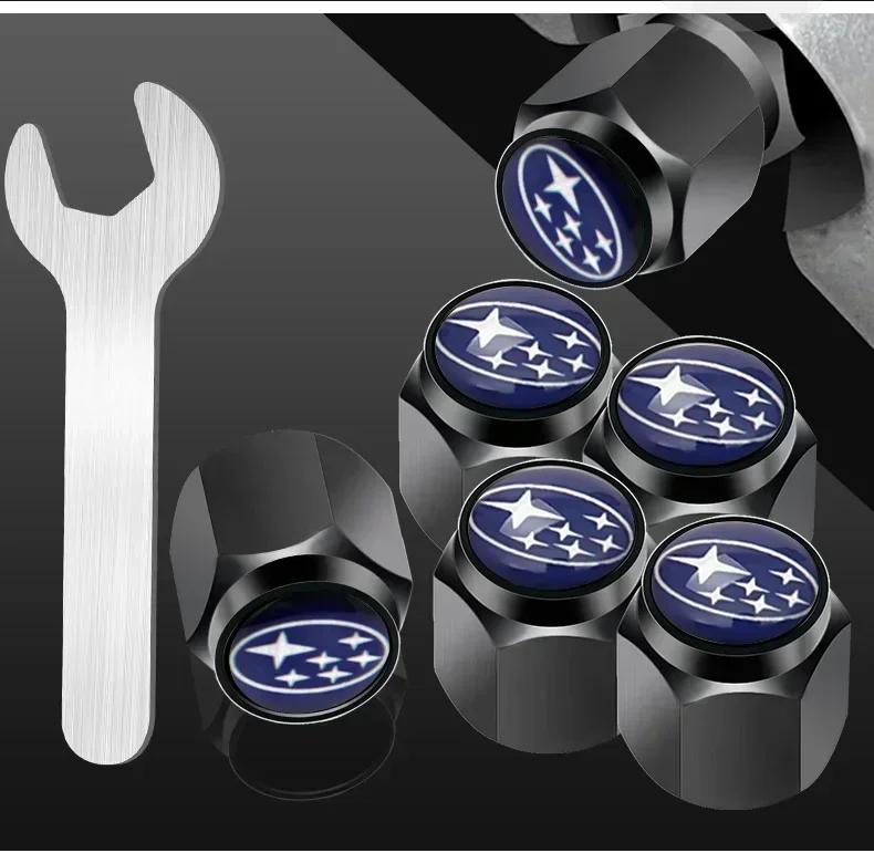 Car Wheel Tire Valve Stem Caps Air Cover with Wrench for Subaru Forester Ascent BRZ STI Exiga Legacy Outback Tribeca WRC WRX XV ew3